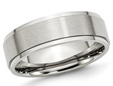 Men's Chisel 7mm Stainless Steel Comfort Fit Ridged Wedding Band Ring with Ridge
